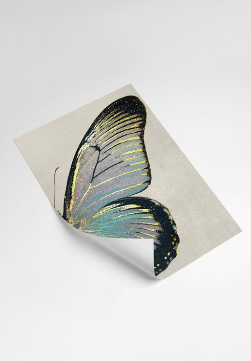 Turquoise Paint Stroke Real Gold Set Of 4 Posters 50x70cm