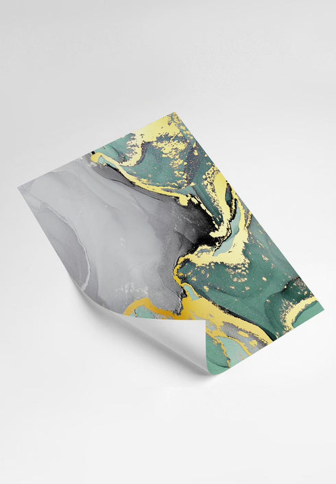 Turquoise Watercolor Real Gold Set Of 2 Posters 50x70cm