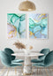 Watercolor Blue Real Gold Set Of 2 Posters 50x70cm