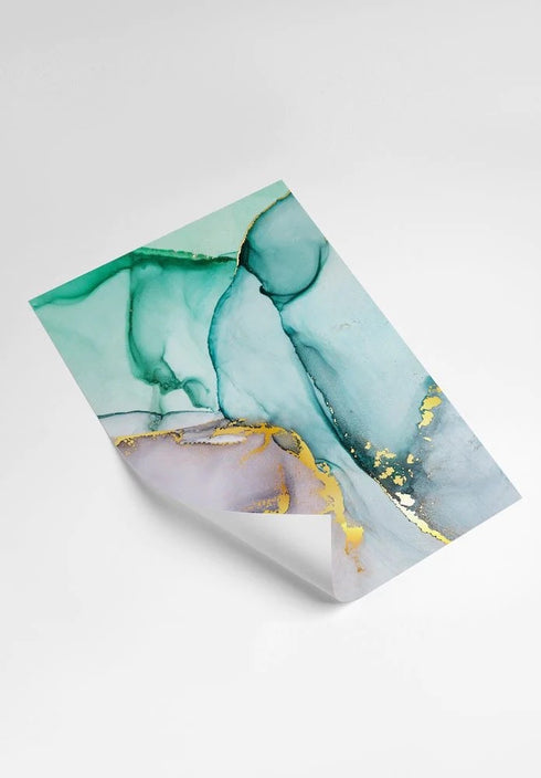 Watercolor Blue Real Gold Set Of 2 Posters 50x70cm