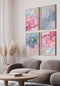 Acquerello Rosa Pastello Set Di 4 Poster 50x70cm