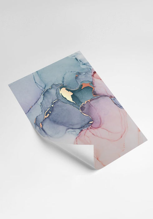 Watercolor Pink Marble Real Rose Gold Set Of 2 Posters 50x70cm