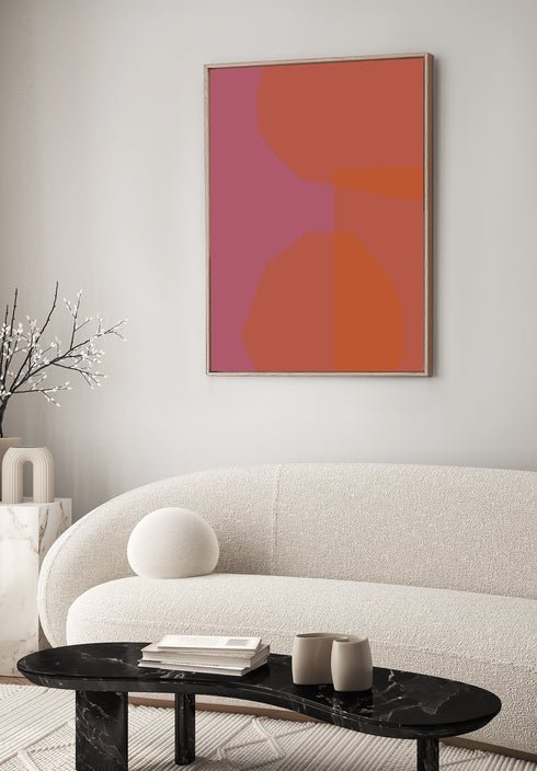 Pink Orange Shapes Canvas Floating Frame 70x100 cm