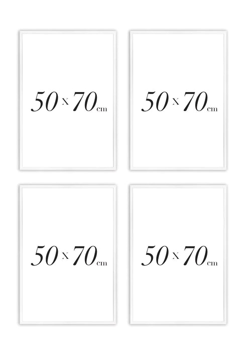 Set mit 4 weißen Metallrahmen 50 x 70 cm