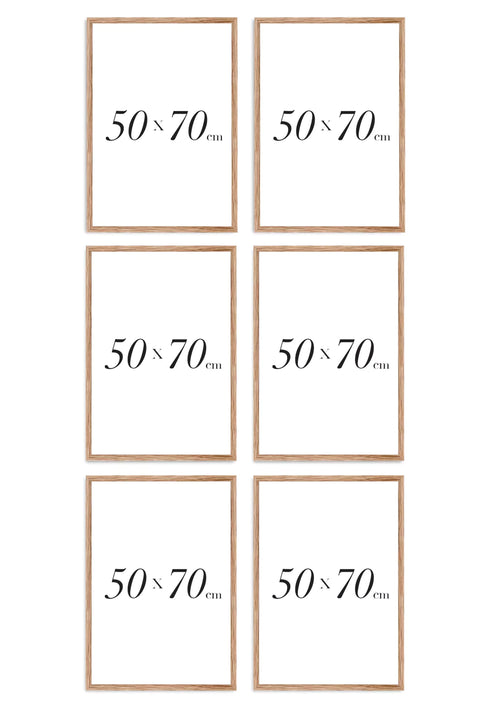 Set Of 6 Natural Oak Frames 50x70cm