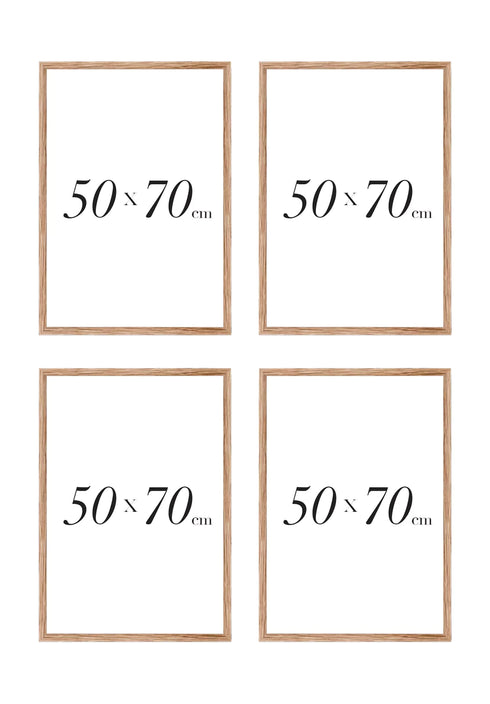 Set mit 4 Rahmen aus natürlicher Eiche, 50 x 70 cm