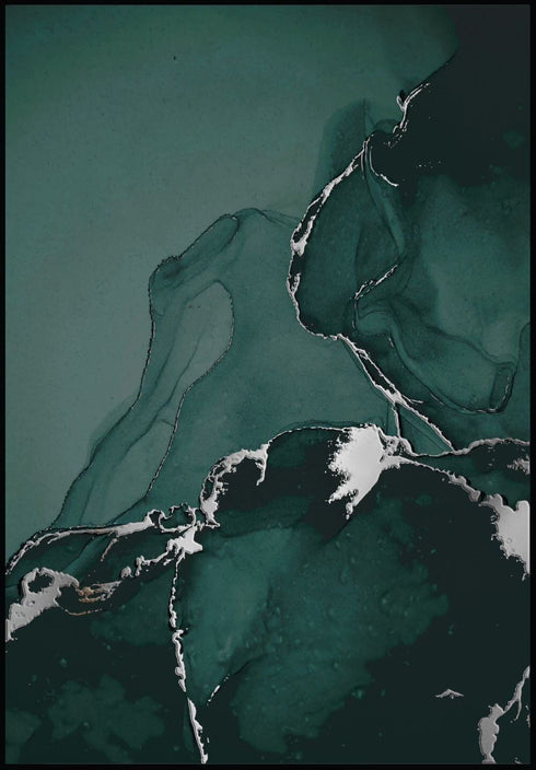 Green Marble Real Silver Poster 50x70cm