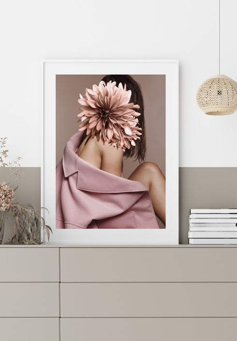 pink flower woman poster