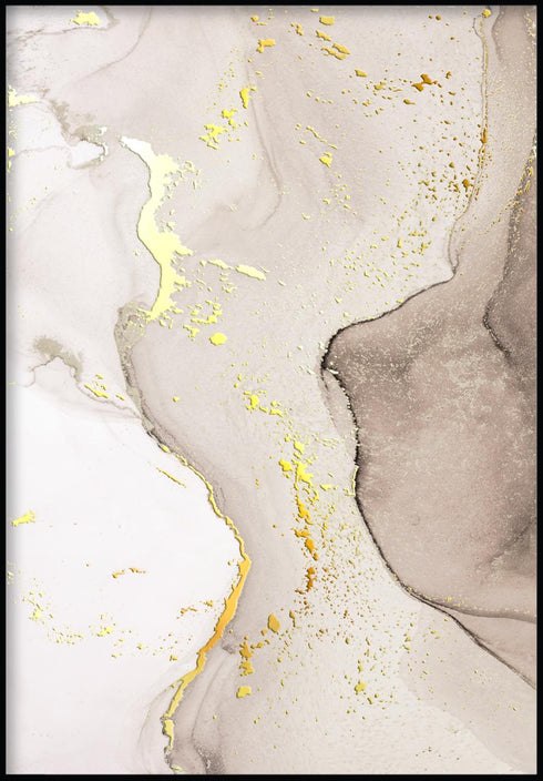 Beige Watercolor Real Gold Poster 50x70cm