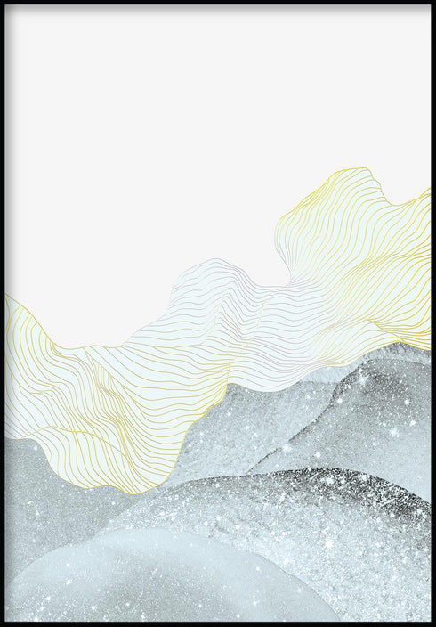 Beige Wave Real Gold Poster 50x70cm