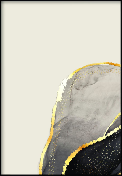 Black Agate Left Real Gold Poster 50x70cm