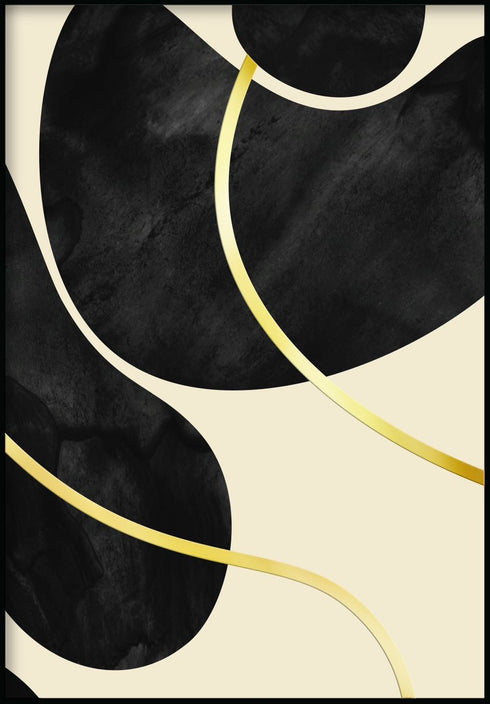 Poster di gemme nere a destra in vero oro