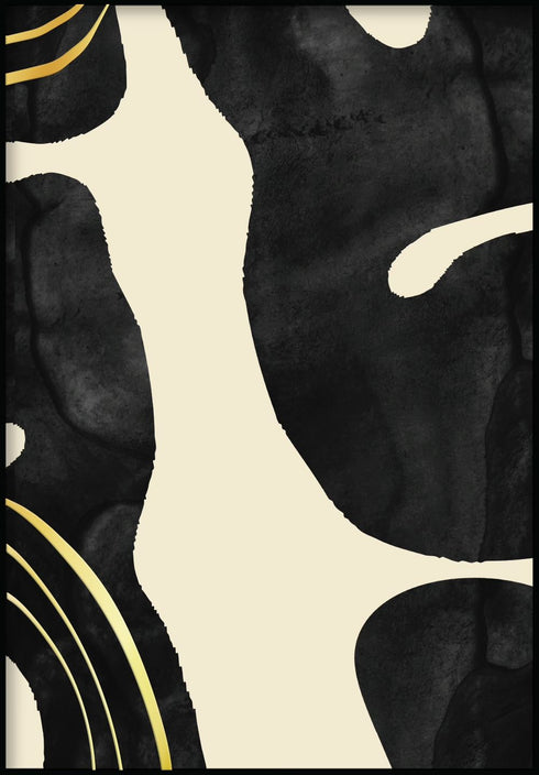 Black Shapes Right Real Gold Poster 50x70cm