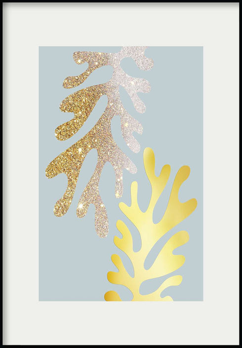 Blue Coral Real Gold Poster 50x70cm