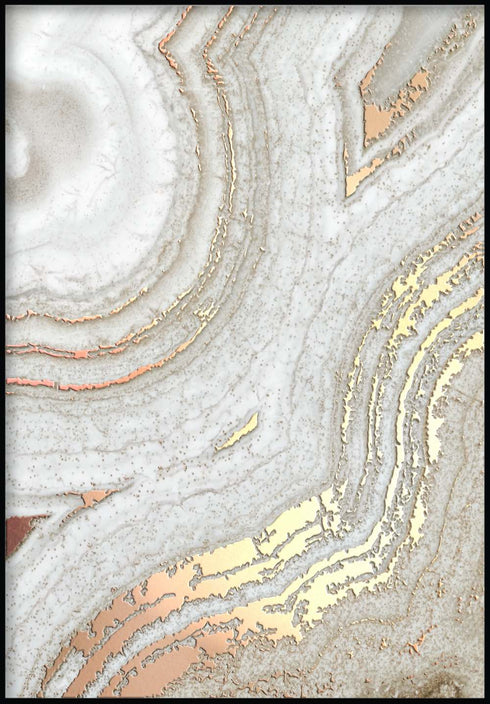 Ágata Marrón Derecha Oro Rosa Real Póster