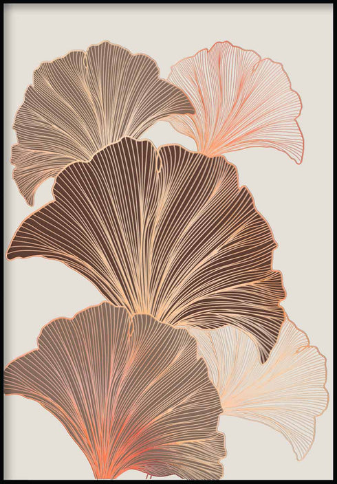 Chocolate Ginko Right Real Rose Gold Poster 50x70cm