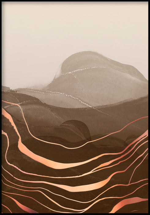 Chocolate Mountains Right Real Rose Gold Poster 50x70cm