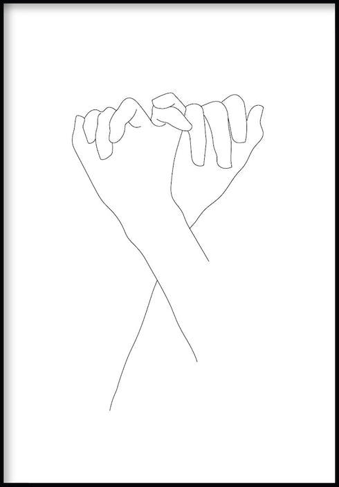 holding hands line art poster