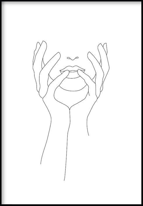covered face line art poster