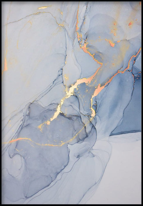 Poster in vero oro rosa in marmo ad acquerello