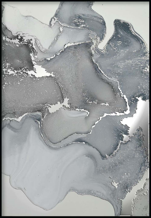 Dusty Blue Real Silver Poster 50x70cm