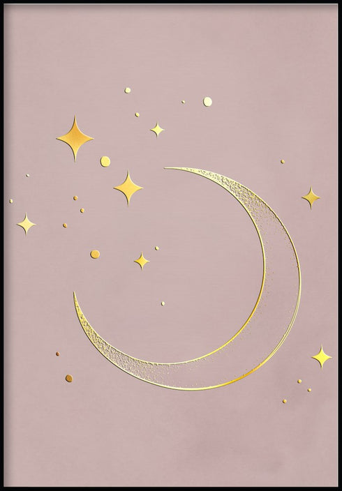 Luna Dorada Real Gold Póster