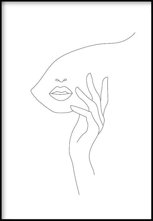 hand on face line art poster