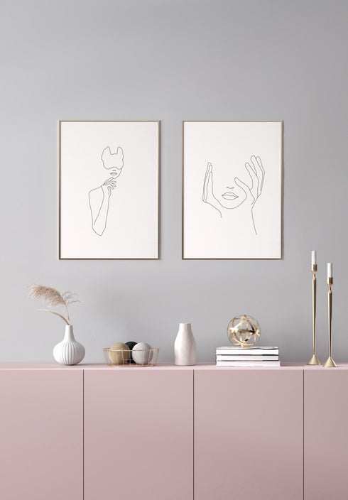 two hands on face poster