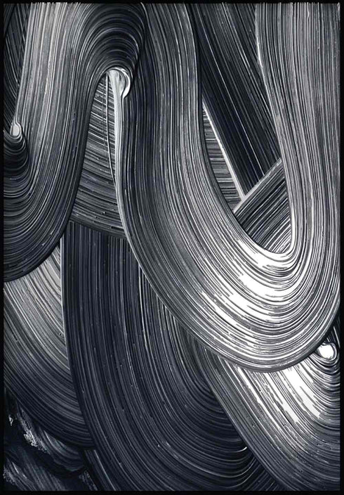 Brush Stroke Left Real Silver Poster 50x70cm