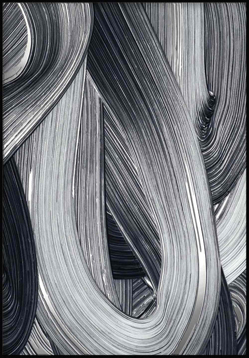 Brush Stroke Right Real Silver Poster 50x70cm