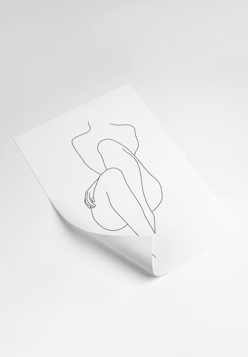 drawing of a sitting woman poster