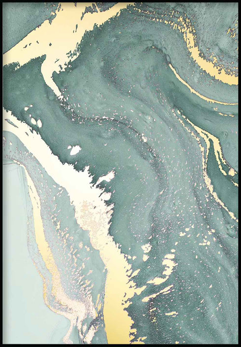 Mint Marble Left Real Gold Poster 50x70cm