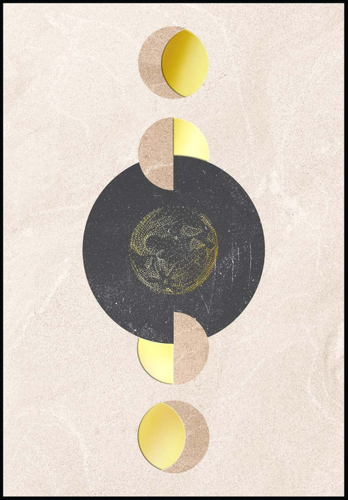 Moon Dots Half Circles Real Gold Poster 50x70cm