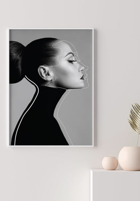 Woman Profile Portrait Poster 50x70cm