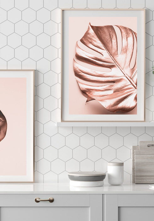 nude metallic monstera poster