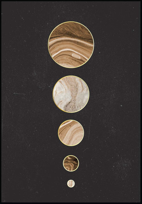 Planets In Row Real Gold Poster 50x70cm