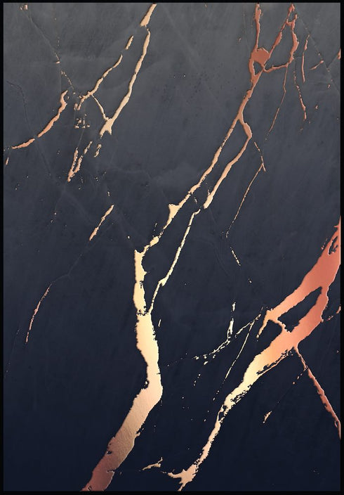 Dark Stone Real Rose Gold Poster 50x70cm