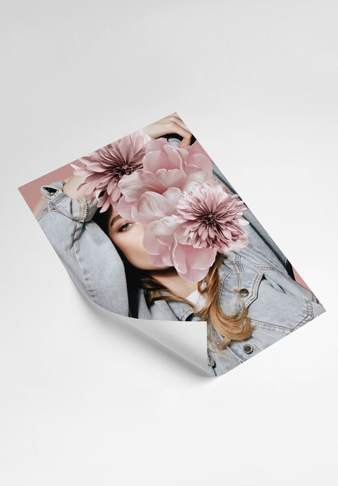 poster with woman and flowers