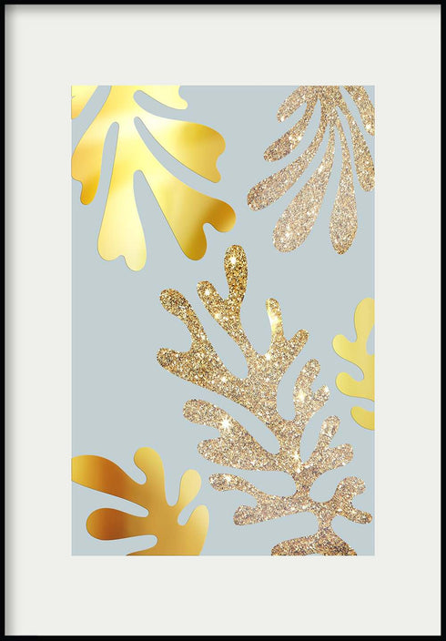 Shiny Coral Real Gold Poster 50x70cm