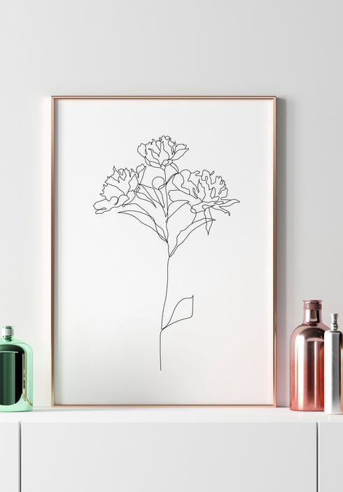 Roses Line Art Poster 50x70cm