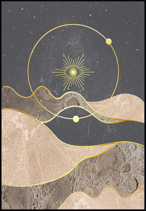 Space Abstract Real Gold Poster 50x70cm