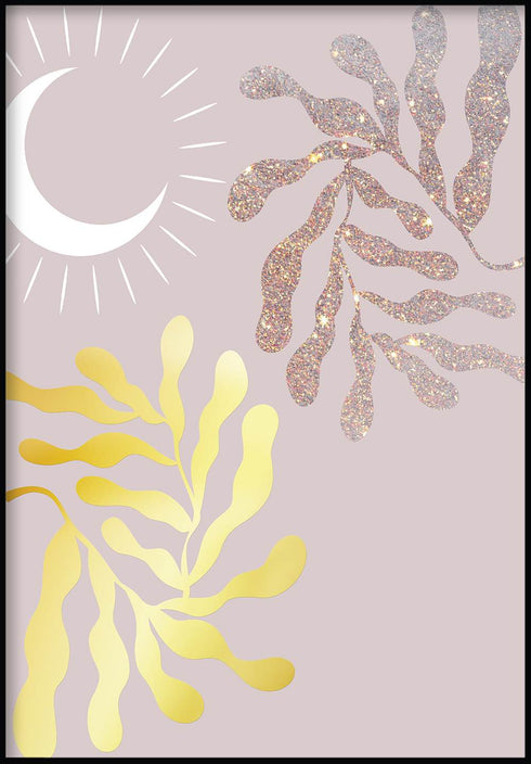 Palma brillante Oro verdadero Póster