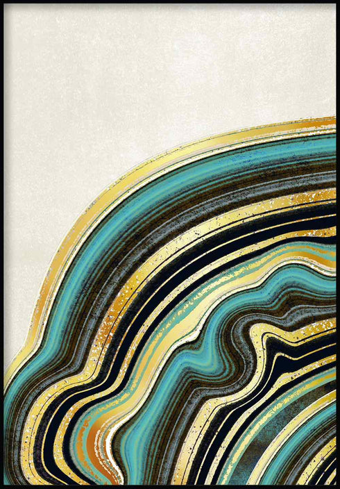 Turquoise Agate Left Real Gold Poster