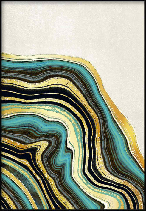 Turquoise Agate Right Real Gold Poster