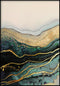Turquoise Paint Stroke Left Real Gold Poster 50x70cm