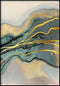 Turquoise Paint Stroke Right Real Gold Poster 50x70cm