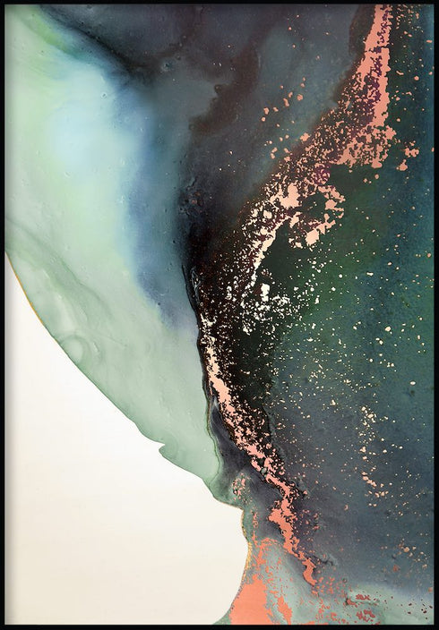 Poster in vero oro rosa con vernice verde