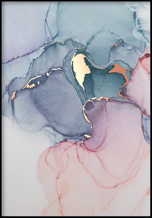 Watercolor Pink Marble Real Rose Gold Poster 50x70cm