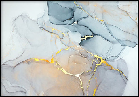 Aquarell-Pastell-Echtgold-Poster