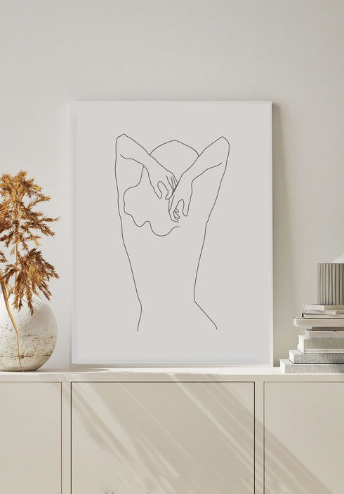 woman shoulders and back line art poster